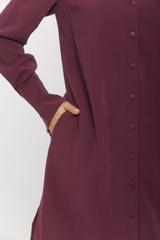 Śliwkowa koszulowa sukienka z  tkaniny modalowej