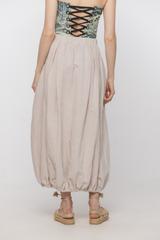 Spódnica bombka z naturalnej beżowej tkaniny