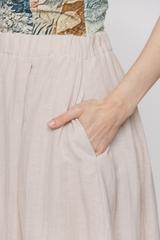Spódnica bombka z naturalnej beżowej tkaniny