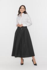 Spódnica midi z lekko błyszczącej czarnej tafty