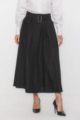 Spódnica midi z lekko błyszczącej czarnej tafty