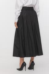 Spódnica midi z lekko błyszczącej czarnej tafty