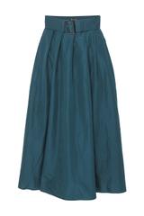 Spódnica midi z lekko błyszczącej zielonej tafty