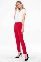 Red pants with tapered leg