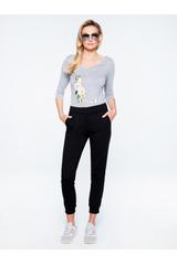 Czarne spodnie dresowe ze ściągaczami i lampasami