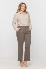 Spodnie dzwony w kant z wzorzystej dzianiny