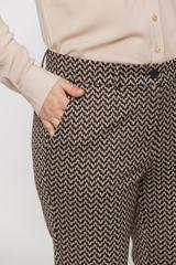 Spodnie dzwony w kant z wzorzystej dzianiny