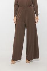 Spodnie o luźnym kroju z brązowej dzianiny