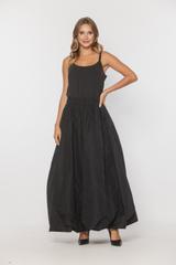 Stylowa długa spódnica z czarnej tafty o fasonie bombki