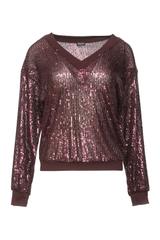 Stylowa luźna bluzka z cekinami i długim rękawem