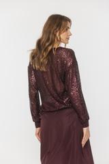 Stylowa luźna bluzka z cekinami i długim rękawem