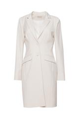 Stylowy beżowy żakiet z kieszeniami o wydłużonym kroju