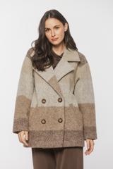 Stylowy krótki płaszcz wełniany o swobodnym fasonie