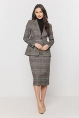 Stylowy szary żakiet w brązową kratkę