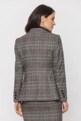 Stylowy szary żakiet w brązową kratkę