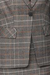 Stylowy szary żakiet w brązową kratkę