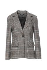 Stylowy szary żakiet w brązową kratkę