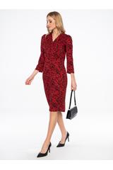 Red mottled dress with an envelope cut