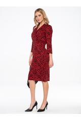 Red mottled dress with an envelope cut