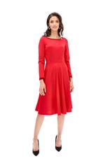 Blush dress trimmed with velvet ribbons