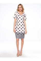 Pudrowa sukienka ze złotymi drobinkami