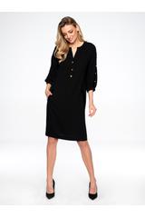 Czarna sukienka z ozdobnymi złotymi guzikami