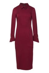 Sukienka dopasowana z kołnierzykiem i ozdobnym mankietem