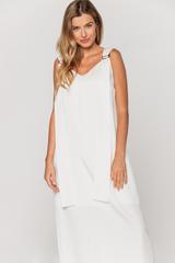 Ecru dress with adjustable suspenders