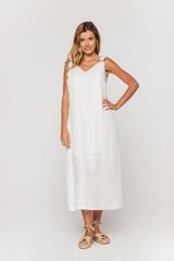 Ecru dress with adjustable suspenders