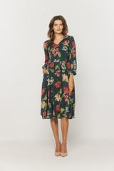 Sukienka marszczona w talii z jedwabistej wiskozy