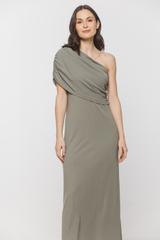 Sukienka na jedno ramię w kolorze szałwii