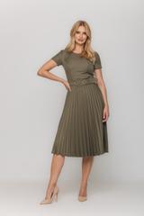 Sukienka solejka z paskiem w kolorze oliwkowym