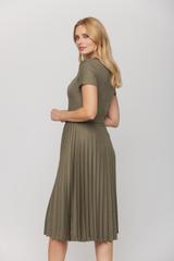 Sukienka solejka z paskiem w kolorze oliwkowym
