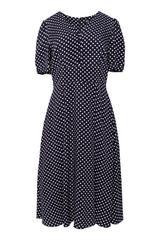 Sukienka z dopasowaną talią i  ozdobnymi guziczkami