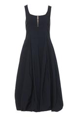 Sukienka z granatowej tkaniny wiskozowej z ozdobnym suwakiem