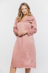 Sukienka z satynowej wiskozy z ozdobnym kwiatem