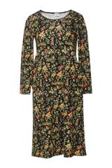 Sukienka za kolano z grubej kwiatowej dzianiny