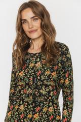 Sukienka za kolano z grubej kwiatowej dzianiny