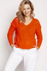Sweter pomarańczowy z dekoltem v-neck