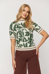 Sweterek z krótkim rękawem z dzianiny żakardowej