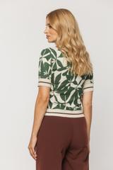 Sweterek z krótkim rękawem z dzianiny żakardowej