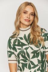 Sweterek z krótkim rękawem z dzianiny żakardowej