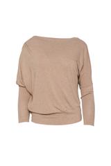 Sweterkowa brązowa bluzka z nietoperzowym rękawem