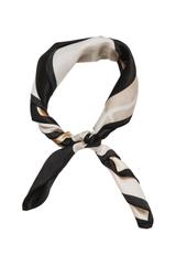 Czarna satynowa apaszka z brązowym kwiatami