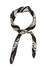 Miękka jedwabna apaszka w beżowo-czarny wzór