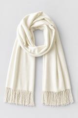 A milk-coloured cashmere and viscose scarf