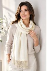 A milk-coloured cashmere and viscose scarf