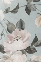 Szałwiowa jedwabna apaszka w jasne duże kwiaty