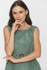 Szałwiowa wyrafinowana sukienka maxi z tafty