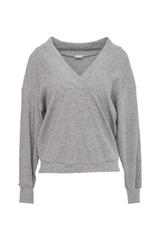 Szara bluzka z ciepłej prążkowanej dzianiny